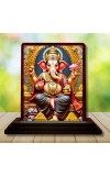 Car Desk/Table Top Lord Ganesha Wooden Photo Stand 3x4 Inches, Compact & Stylish Spiritual Display For Car, Home & Office (Pack Of 1) (F14160)