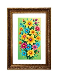 Floral Painting Print Big Photo Frame - 20x28 Inches For Home,Temple & Office Decoration (F10996)