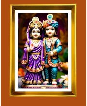 Golden Photo Frame - 10x14 Inches | Elegant Wooden Frame For Home, Office & Temple Decoration | Spiritual Wall & Table Decor and Gift Item