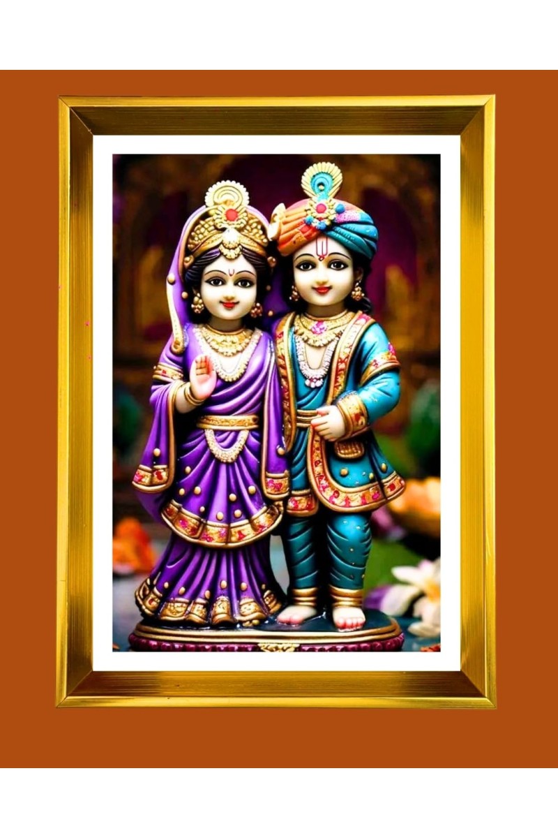 Golden Photo Frame - 10x14 Inches | Elegant Wooden Frame For Home, Office & Temple Decoration | Spiritual Wall & Table Decor and Gift Item