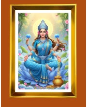 Mata Lakhsmi Golden Photo Frame - 16x20 Inches | Elegant Wooden Frame For Home, Office & Temple Decoration | Spiritual Wall & Table Decor And Gift Item (F9537)
