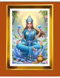 Mata Lakhsmi Golden Photo Frame - 18x22 Inches | Elegant Wooden Frame For Home, Office & Temple Decoration | Spiritual Wall & Table Decor And Gift Item (F9537)