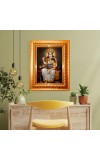 Goddess Saraswati Golden Designer Photo Frame | 12x16 Inch Religious Wall Hanging Frame For Home & Office Decoration | Hindu Deity Spiritual Gift Item