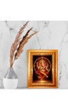 Divine Ganesha Golden Designer Photo Frame | 10x14 Inch Religious Wall Hanging Frame For Home & Office Decoration | Hindu Deity Spiritual Gift Item