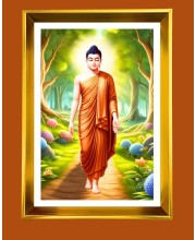 Golden Photo Frame - 10x14 Inches | Elegant Wooden Frame For Home, Office & Temple Decoration | Spiritual Wall & Table Decor and Gift Item