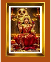 Mata Lakhsmi Golden Photo Frame - 16x20 Inches | Elegant Wooden Frame For Home, Office & Temple Decoration | Spiritual Wall & Table Decor And Gift Item (F9564)