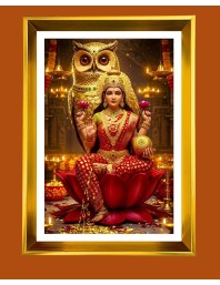 Mata Lakhsmi Golden Photo Frame - 18x22 Inches | Elegant Wooden Frame For Home, Office & Temple Decoration | Spiritual Wall & Table Decor And Gift Item (F9564)