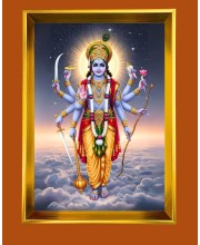 Lord Vishnu Golden Photo Frame - 16x20 Inches | Elegant Wooden Frame For Home, Office & Temple Decoration | Spiritual Wall & Table Decor And Gift Item (F9707)