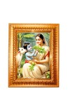 Yasoda And Krishna Golden Designer Photo Frame | 16x20 Inch Religious Wall Hanging Frame For Home & Office Decoration | Hindu Deity Spiritual Gift Item