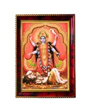 Maa Kali Photo Frame For Wall & Table | 7x9 Inch Golden Cherry Finish | Decorative Maa Kali Photo Frame For Home, Office & Pooja Room (F11686)
