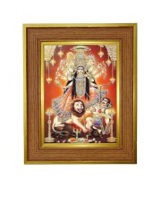 Mahishasura Mardini Photo Frame 10x14 Inches-Brown Wooden Frame For Home, Office & Temple Decoration And Gifting (F6291)