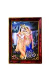Radha Krishna Photo Frame For Wall & Table | 7x9 Inch Golden Cherry Finish | Decorative Radha Krishna Photo Frame For Home, Office & Pooja Room (F11821)