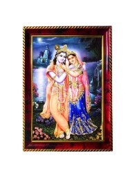 Radha Krishna Photo Frame For Wall & Table | 7x9 Inch Golden Cherry Finish | Decorative Radha Krishna Photo Frame For Home, Office & Pooja Room (F11821)