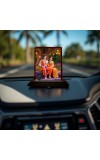 Car Desk/Table Top Lord Rama Sita Wooden Photo Stand 3x4 Inches, Compact & Stylish Spiritual Display For Car, Home & Office (Pack Of 1) (F14352)
