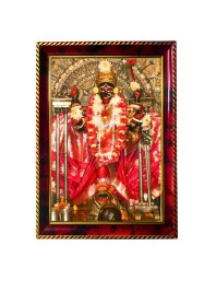 Goddess Shri Maha Kali Photo Frame For Wall & Table | 7x9 Inch Golden Cherry Finish | Decorative Goddess Shri Maha Kali Photo Frame For Home, Office & Pooja Room (F11600)