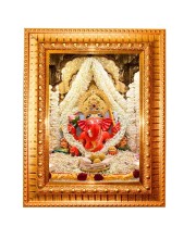 Siddhivinayak Ganapati Golden Designer Photo Frame | 10x14 Inch Religious Wall Hanging Frame For Home & Office Decoration | Hindu Deity Spiritual Gift Item