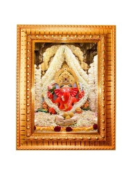 Siddhivinayak Ganapati Golden Designer Photo Frame | 18x22 Inch Religious Wall Hanging Frame For Home & Office Decoration | Hindu Deity Spiritual Gift Item