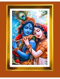 Golden Photo Frame - 10x14 Inches | Elegant Wooden Frame For Home, Office & Temple Decoration | Spiritual Wall & Table Decor and Gift Item