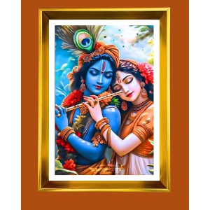 Golden Photo Frame - 10x14 Inches | Elegant Wooden Frame For Home, Office & Temple Decoration | Spiritual Wall & Table Decor and Gift Item