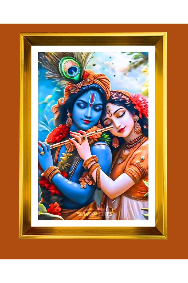 Golden Photo Frame - 10x14 Inches | Elegant Wooden Frame For Home, Office & Temple Decoration | Spiritual Wall & Table Decor and Gift Item
