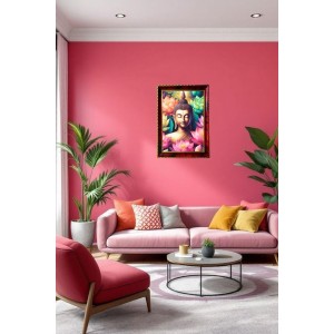 Calmness Buddha Photo Frame For Wall & Table | 7x9 Inch Golden Cherry Finish | Decorative Calmness Buddha Photo Frame For Home, Office & Pooja Room (F11407)