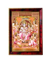 Lord Ram Ji Parivar Photo Frame For Wall & Table | 7x9 Inch Golden Cherry Finish | Decorative Lord Ram Ji Parivar Photo Frame For Home, Office & Pooja Room (F11386)