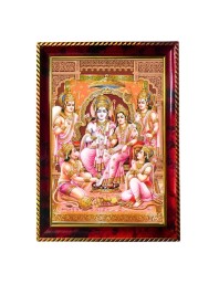 Lord Ram Ji Parivar Photo Frame For Wall & Table | 7x9 Inch Golden Cherry Finish | Decorative Lord Ram Ji Parivar Photo Frame For Home, Office & Pooja Room (F11386)