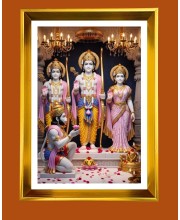 Lord Ram,Sita LordLakhsman,Lord Hanuman Golden Photo Frame - 10x14 Inches | Elegant Wooden Frame For Home, Office & Temple Decoration | Spiritual Wall & Table Decor and Gift Item