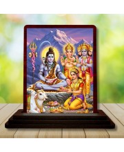 Car Desk/Table Top Lord Shiva Wooden Photo Stand 3x4 Inches, Compact & Stylish Spiritual Display For Car, Home & Office (Pack Of 1) (F14247)