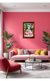Little Cute Krishna Photo Frame For Wall & Table | 7x9 Inch Golden Cherry Finish | Decorative Little Cute Krishna Photo Frame For Home, Office & Pooja Room (F11647)