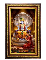 Lord Vishnu Digital Golden Balck Color Photo Frame | Hindu Religious Wall Decor | 10x16 Inches - Inspirational Wall Art For Office, Home Decor - Ideal Spiritual Gift (F16866)