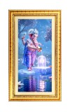 Lord Ganesh Digital Golden Color Photo Frame | Hindu Religious Wall Decor | 12x19 Inches - Inspirational Wall Art For Office, Home Decor - Ideal Spiritual Gift (F10384)