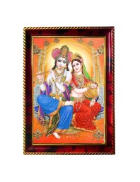 Radha Krishna Photo Frame For Wall & Table | 7x9 Inch Golden Cherry Finish | Decorative Radha Krishna Photo Frame For Home, Office & Pooja Room (F11833)