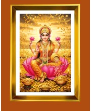 Mata Lakshmi Golden Photo Frame - 10x14 Inches | Elegant Wooden Frame For Home, Office & Temple Decoration | Spiritual Wall & Table Decor And Gift Item (F9684)