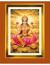Mata Lakshmi Golden Photo Frame - 12x16 Inches | Elegant Wooden Frame For Home, Office & Temple Decoration | Spiritual Wall & Table Decor And Gift Item (F9684)