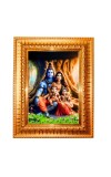 Shiv Parivar Family Golden Designer Photo Frame | 10x14 Inch Religious Wall Hanging Frame For Home & Office Decoration | Hindu Deity Shiv Parivar Family Spiritual Gift Item