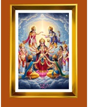 Devi Durga Golden Photo Frame - 16x20 Inches | Elegant Wooden Frame For Home, Office & Temple Decoration | Spiritual Wall & Table Decor And Gift Item (F9891)