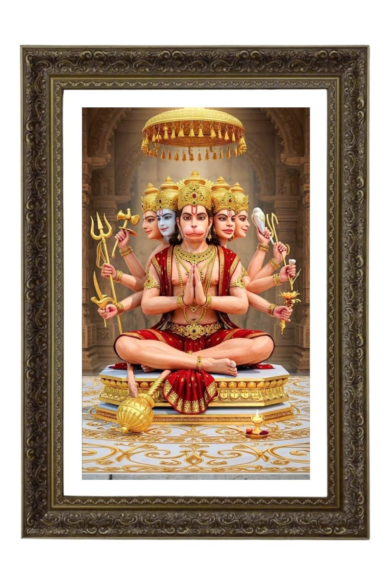 Lord Panchamukhi Hanuman Big Photo Frame - 20x28 Inches For Home,Temple & Office Decoration (F10722)