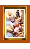 Lord Shiva Golden Photo Frame - 16x20 Inches | Elegant Wooden Frame For Home, Office & Temple Decoration | Spiritual Wall & Table Decor And Gift Item (F9737)