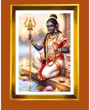 Lord Shiva Golden Photo Frame - 16x20 Inches | Elegant Wooden Frame For Home, Office & Temple Decoration | Spiritual Wall & Table Decor And Gift Item (F9737)