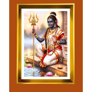Lord Shiva Golden Photo Frame - 12x16 Inches | Elegant Wooden Frame For Home, Office & Temple Decoration | Spiritual Wall & Table Decor And Gift Item (F9737)