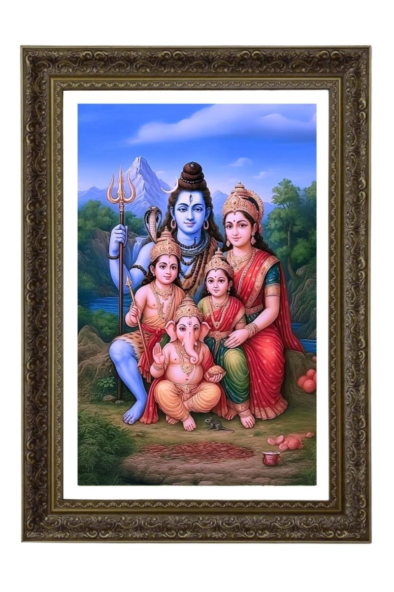Shiva Family Big Photo Frame - 20x28 Inches For Home,Temple & Office Decoration (F11063)