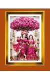 Divine Radha Krishna Golden Photo Frame - 10x14 Inches | Elegant Wooden Frame For Home, Office & Temple Decoration | Spiritual Wall & Table Decor and Gift Item