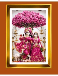 Divine Radha Krishna Golden Photo Frame - 10x14 Inches | Elegant Wooden Frame For Home, Office & Temple Decoration | Spiritual Wall & Table Decor And Gift Item (F9841)