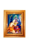 Goddess Lakshmi Golden Designer Photo Frame | 10x14 Inch Religious Wall Hanging Frame For Home, Office Decoration and Spiritual Gift Item (M3)