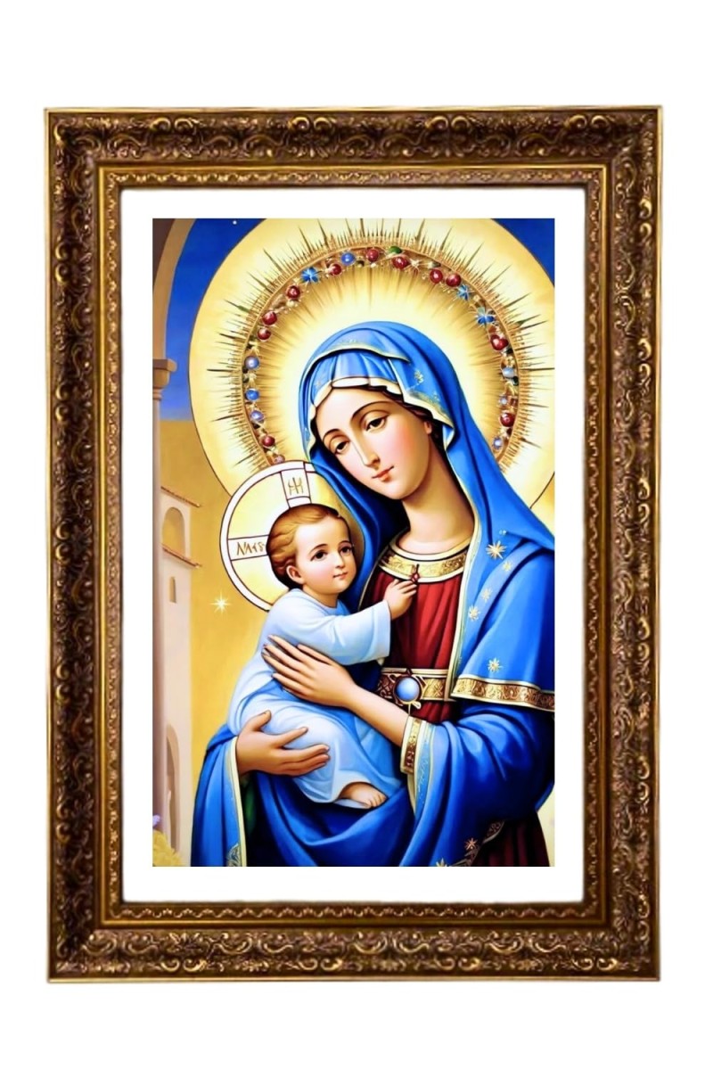Virgin Mary And Baby Jesus Big Photo Frame - 20x28 Inches For Home,Temple & Office Decoration (F11268)