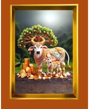 Golden Photo Frame - 10x14 Inches | Elegant Wooden Frame For Home, Office & Temple Decoration | Spiritual Wall & Table Decor and Gift Item