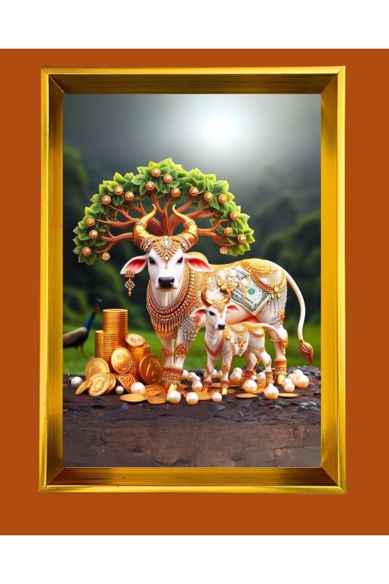 Golden Photo Frame - 10x14 Inches | Elegant Wooden Frame For Home, Office & Temple Decoration | Spiritual Wall & Table Decor and Gift Item