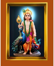 Golden Photo Frame - 10x14 Inches | Elegant Wooden Frame For Home, Office & Temple Decoration | Spiritual Wall & Table Decor and Gift Item