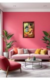 Lord Krishna With Maa Yashoda Photo Frame For Wall & Table | 7x9 Inch Golden Cherry Finish | Decorative Lord Krishna With Maa Yashoda Photo Frame For Home, Office & Pooja Room (F11308)